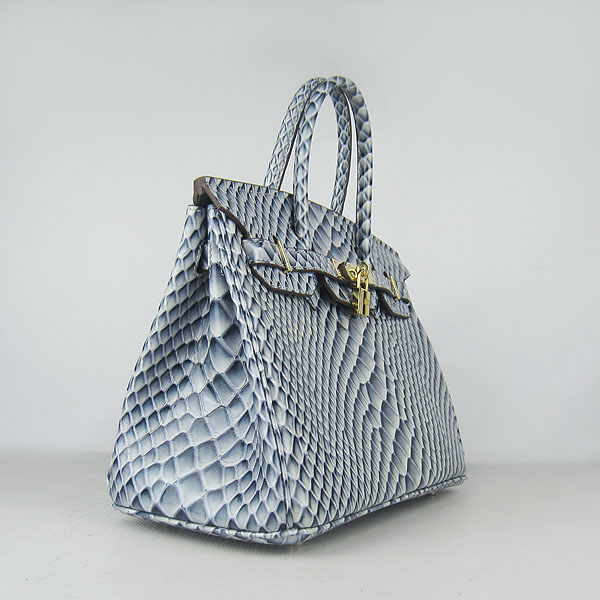 Replica Hermes Birkin 30CM Fish Veins Leather Bag Blue 6088 On Sale